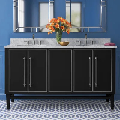Ewen 60" Double Bathroom Vanity with Carrara Marble Top | Wayfair North America