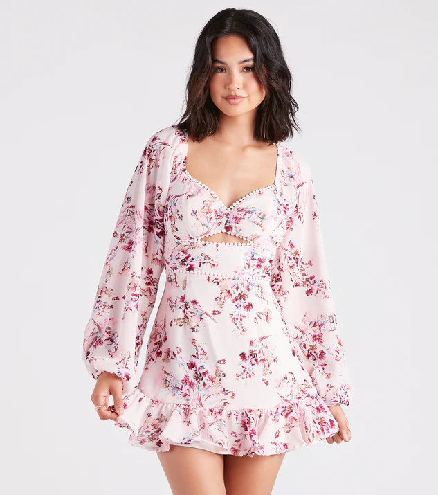 Ready For Floral Chiffon Ruffle Short Dress | Windsor Stores