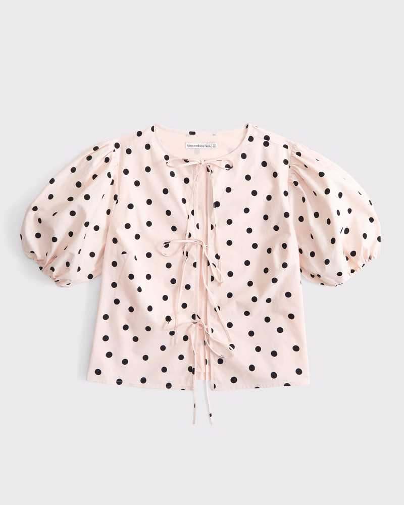 Short-Sleeve Tie-Front Top | Abercrombie & Fitch (US)