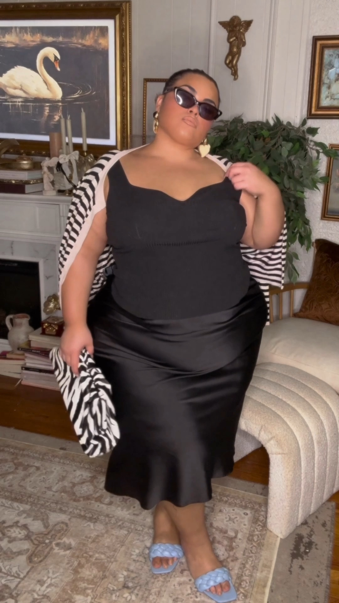 Plus, I summer fashion plus I summer outfits, summer outfits, satin skirt, black-and-white outfit, blue shoes, mules boohoo ASOS 

#LTKFindsUnder100 #LTKPlusSize #LTKStyleTip