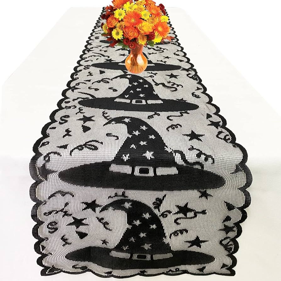 Halloween Table Runner - Lace Witch Hat Table Runner for Halloween Table Decorations - Halloween ... | Amazon (US)