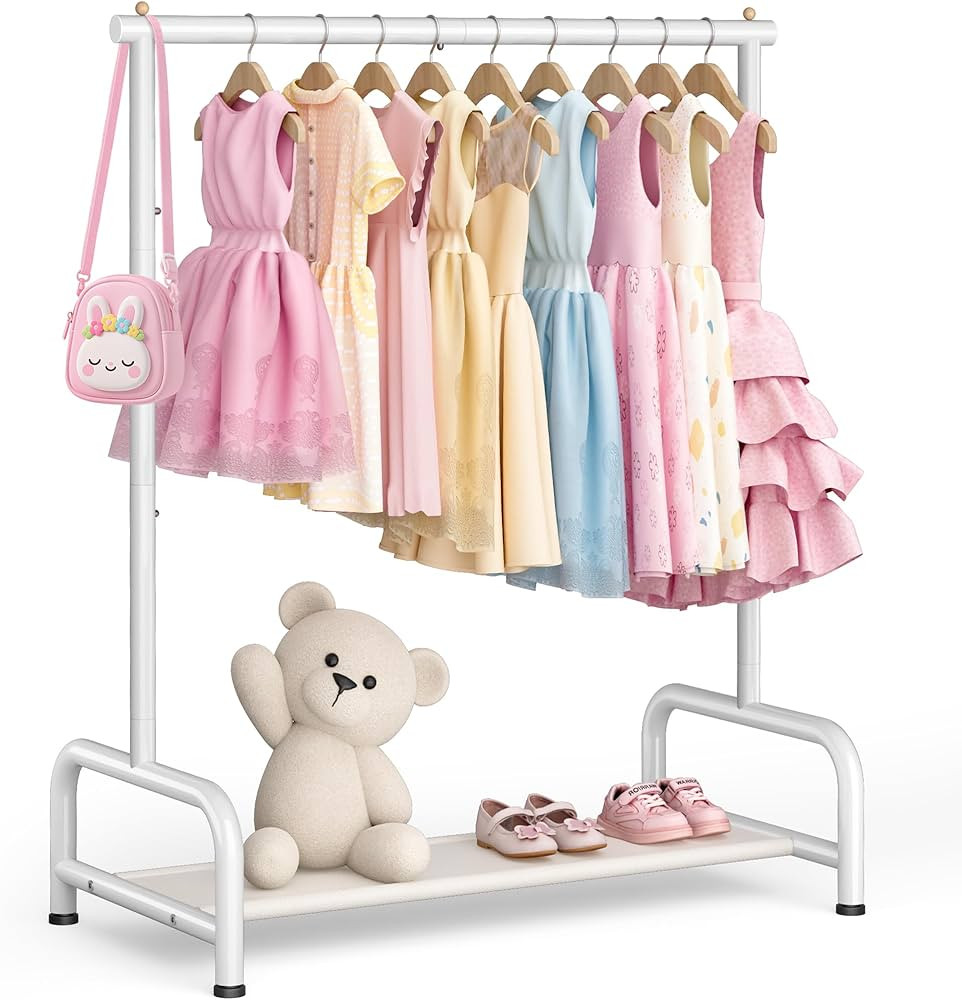 SLEEPING LAMB Kids Clothing Rack, Small Baby Clothes Rack with Bottom Storage Shelf, Kids Dress U... | Amazon (US)