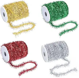 Sfcddtlg 21.8Yard Glitter Christmas Tinsel Garland-4 Color Thin Christmas Tinsel Ribbon Garland f... | Amazon (US)