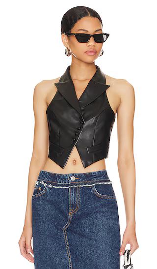 Josephina Faux Leather Vest in Black | Revolve Clothing (Global)