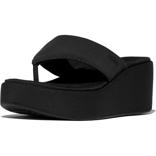 FitFlop Womens, PlatFForms Wedge Toe-Post Sandal, All Black, 8 | Amazon (US)