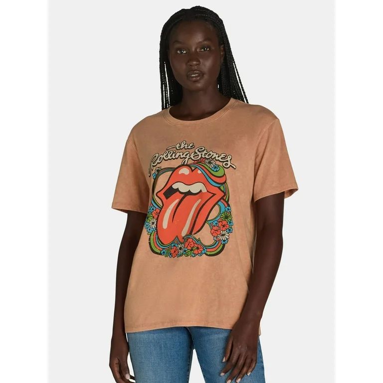 Time and Tru Women’s Rolling Stones Graphic Band Tee with Short Sleeves, Sizes XS-XXXL | Walmart (US)