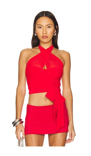 MAJORELLE Charlize Halter Top in Red. - size XS | Revolve Clothing (Global)
