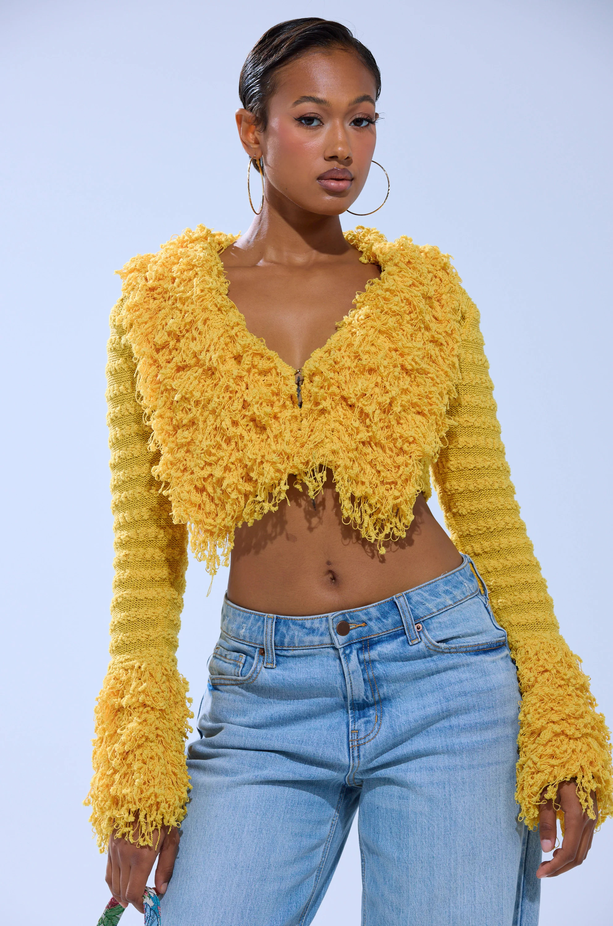 AKIRA Sunshine Queen Fringe Sweater | Size Small | AKIRA