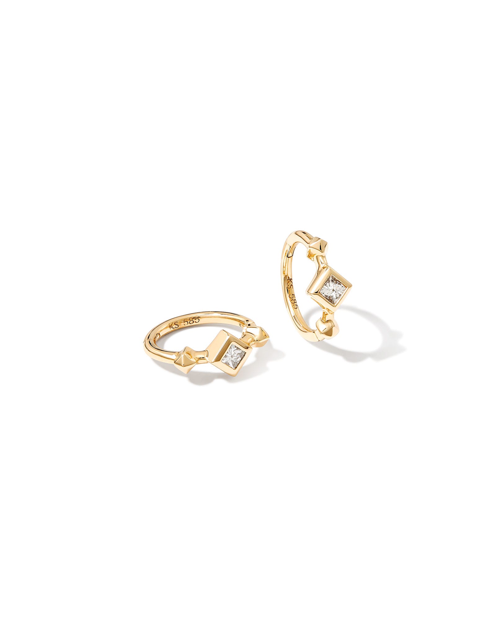 Michelle 14k Yellow Gold Huggie Earrings in White Diamond | Kendra Scott