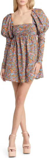 Brittany Floral Long Sleeve Organic Cotton Babydoll Minidress | Nordstrom