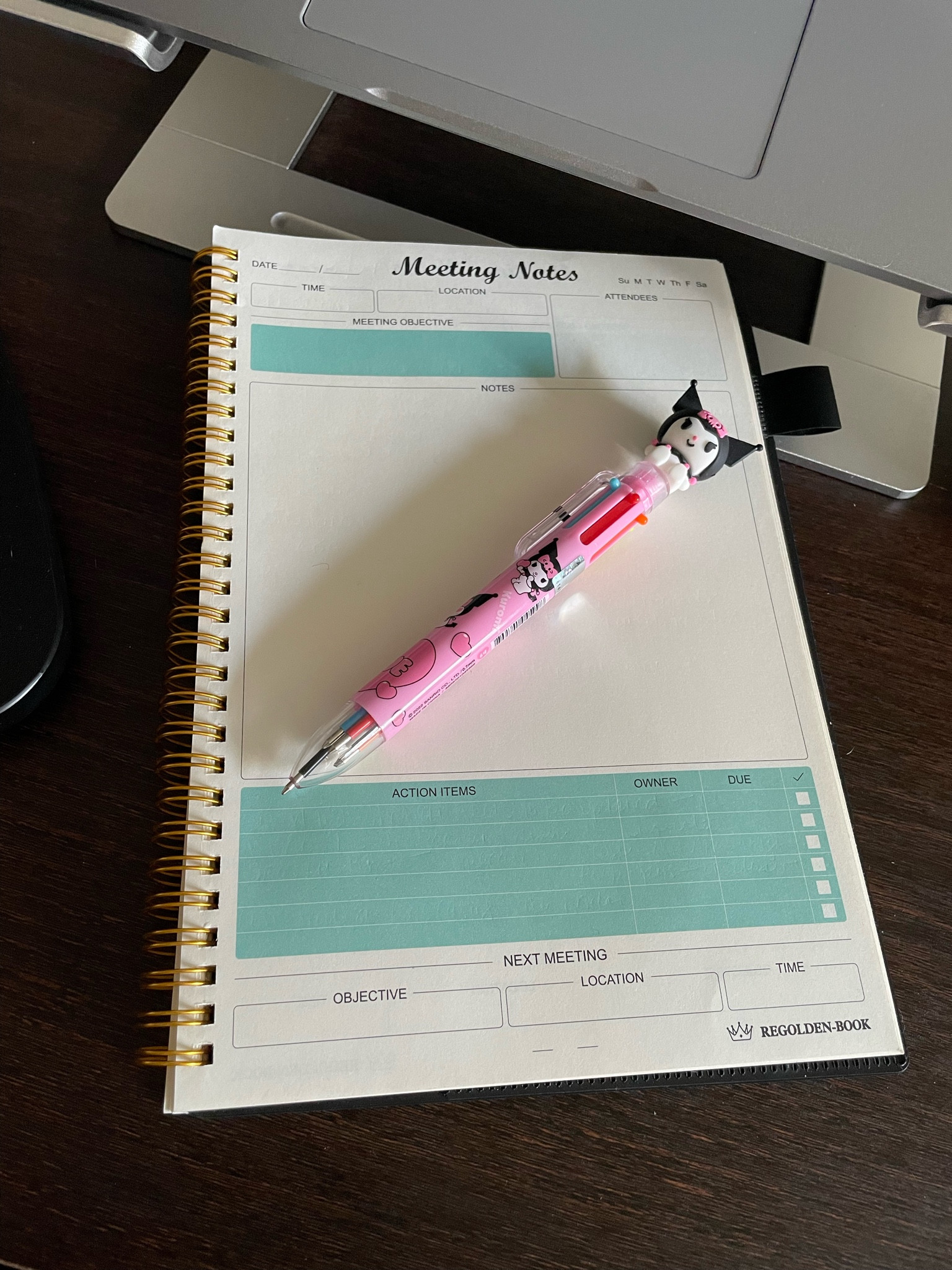 Desk refresh with the ultimate meeting notes spiral. This had an area for Action Items with due date and follow up meeting. A must for productivity. 

Spice up notes with a Kuromi pen with different colors of ink. 

Freshen up your desk with a stand, high quality metal and keep laptop from heating when having pressing deadlines.

#LTKfindsunder50 #LTKstyletip #LTKhome