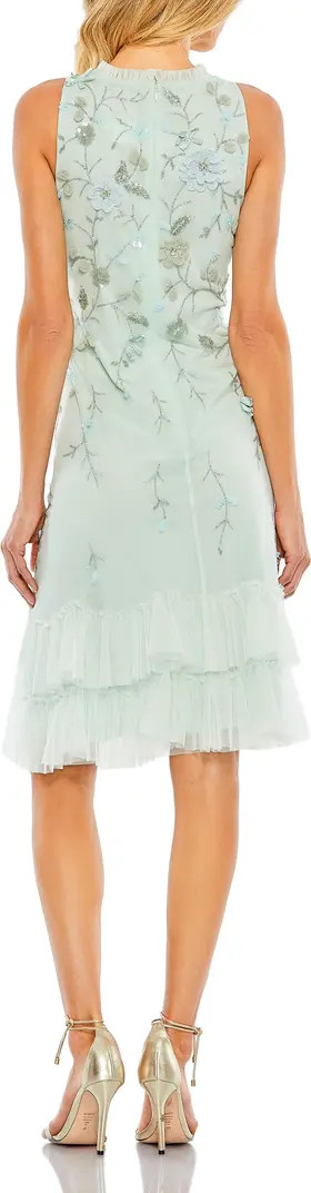 Mac Duggal Floral Embellished Ruffle Tiered High Neck Dress | Nordstrom | Nordstrom
