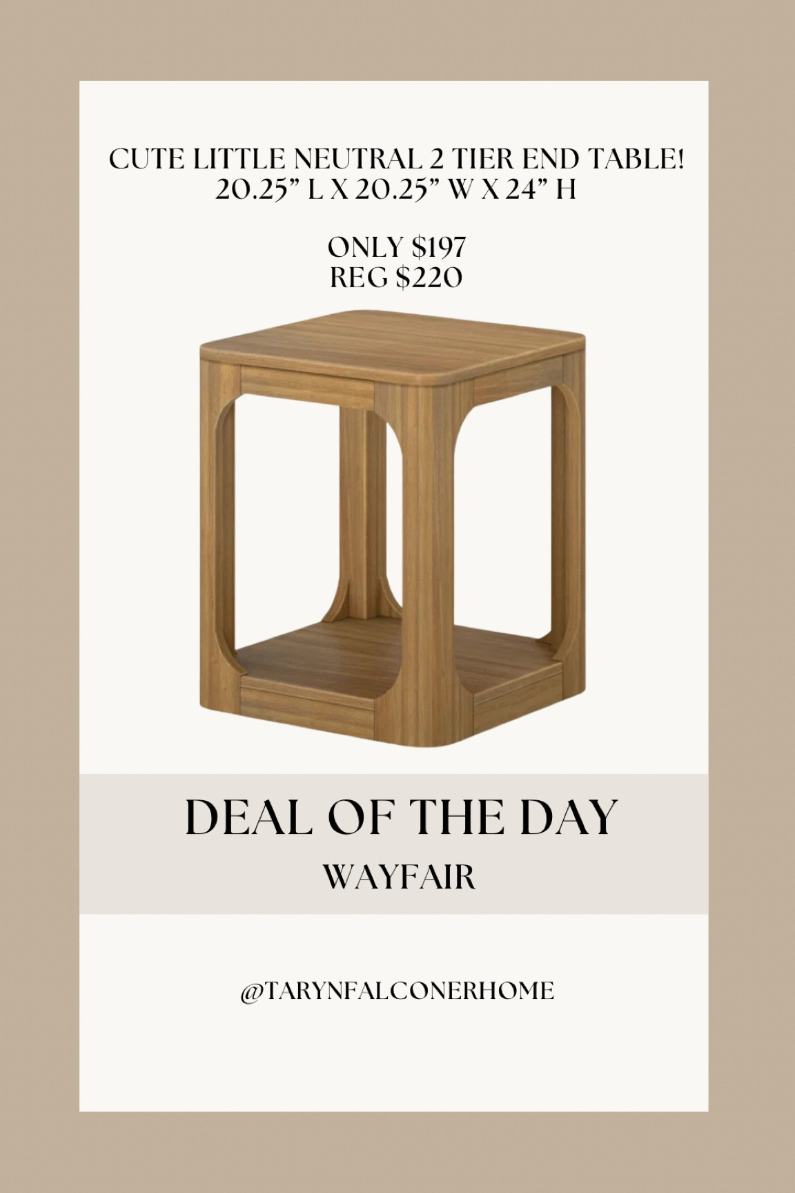 Cute little neutral 2 tier end table! 

#livingroomfurniture #endtable #accenttable #onsale #neutralhome #homefind #affordable #livingroom

#LTKsale #LTKcasa

#LTKHome #LTKSaleAlert