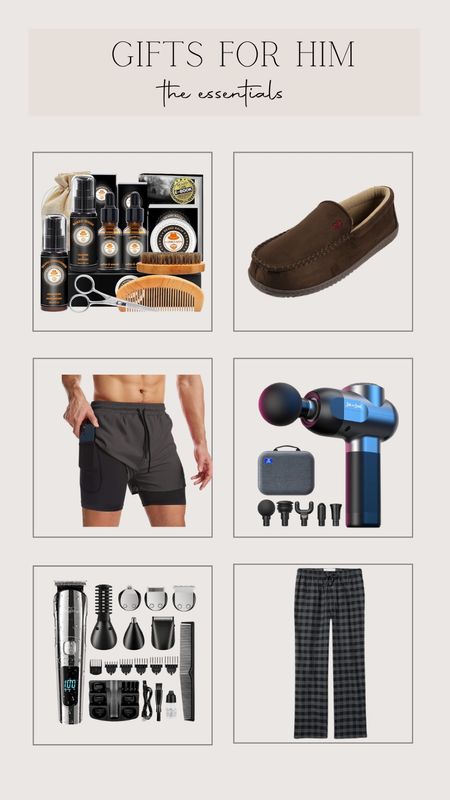 Gifts for men, essentials, beard grooming, slippers, athletic shorts, muscle massager, beard trimmer, pajamas pants 100% cotton 

#LTKGiftGuide #LTKmens #LTKCyberWeek