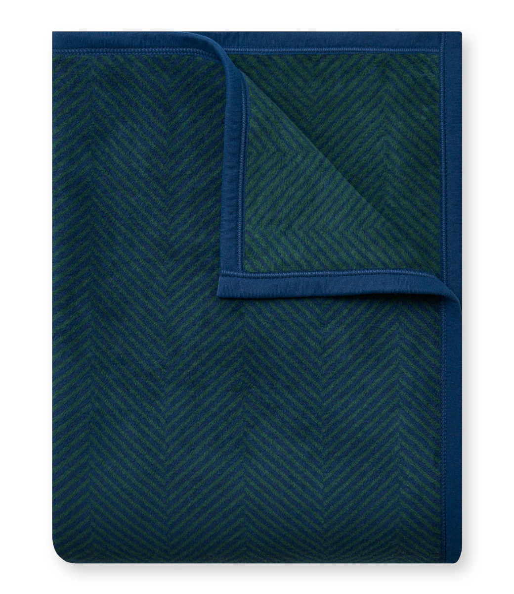 Harborview Herringbone Blue Spruce Throw Blanket | ChappyWrap | ChappyWrap