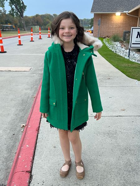 This coat is PRICEY but griffin just now somehow outgrew her size 6/7 that she’s had for years and it still looks new. You really can’t beat the quality and the color is STUNNING!!!