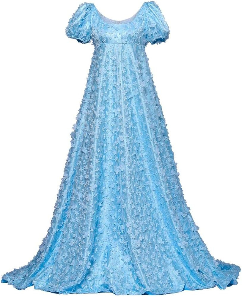 Women's Daphne Basset Dress Regency Dresses Jane Austen Style High Waistline Ruffled Puff Sleeve ... | Amazon (US)