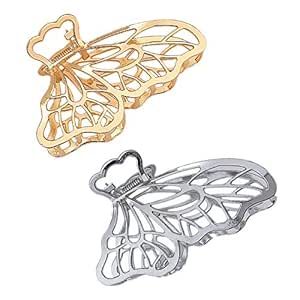 Large Metal Hair Claw Clips, Butterfly Lady Thick Hair Barrette, Non-slip Hollow Hair Jaw Clamp C... | Amazon (US)
