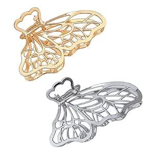 Large Metal Hair Claw Clips, Butterfly Lady Thick Hair Barrette, Non-slip Hollow Hair Jaw Clamp C... | Amazon (US)
