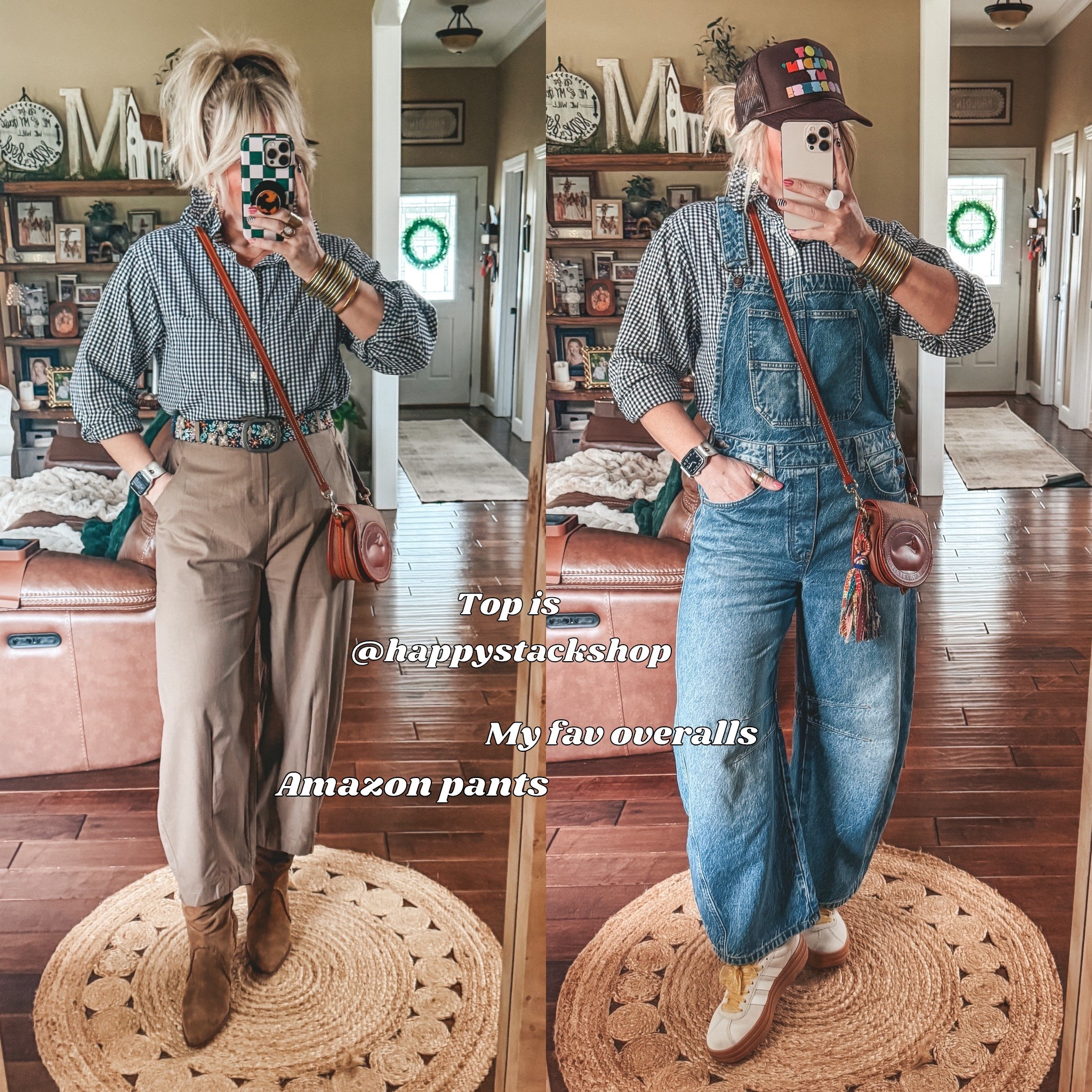 I can’t link top here but it’s @happystackshop 
Save on hat with code MANDIE10 
Amazon pants M
Belt M
Boots on sale true to size 
Overalls M
Adidas sized down 


#LTKOver40 #LTKgrwm #LTKootd