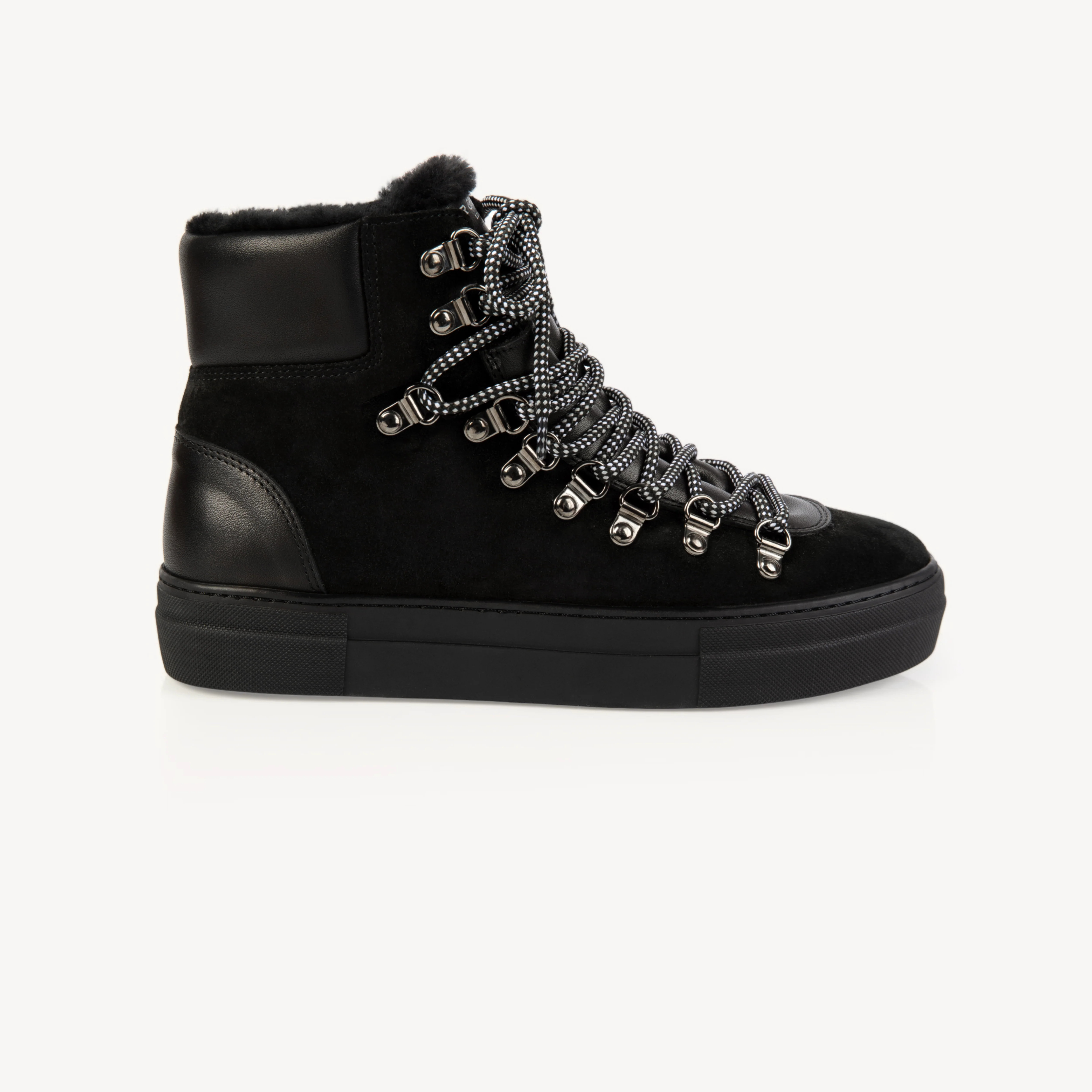 Camino: Black Suede & Shearling High Tops from Air & Grace | Air & Grace