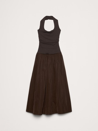 Jersey & Taffeta Halter Maxi Dress | Banana Republic (US)
