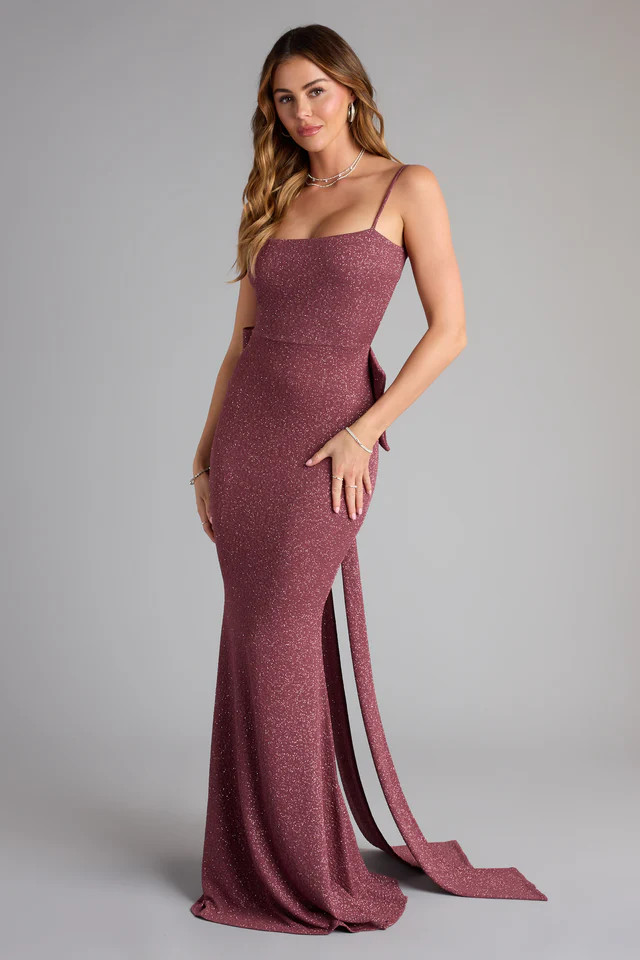 Gwendolyn Glitter Knit Bow-Back Mermaid Dress | Windsor Stores