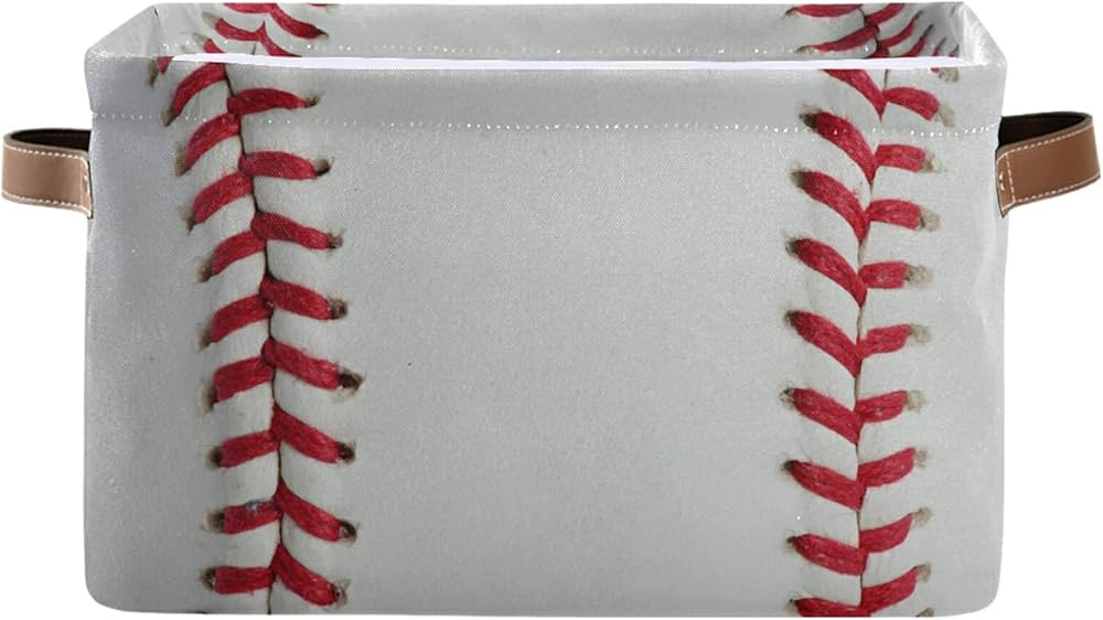 Foldable Storage Baskets, Baseball Storage Bins with Handles, Decorative Cloth Organizer Storage ... | Amazon (US)