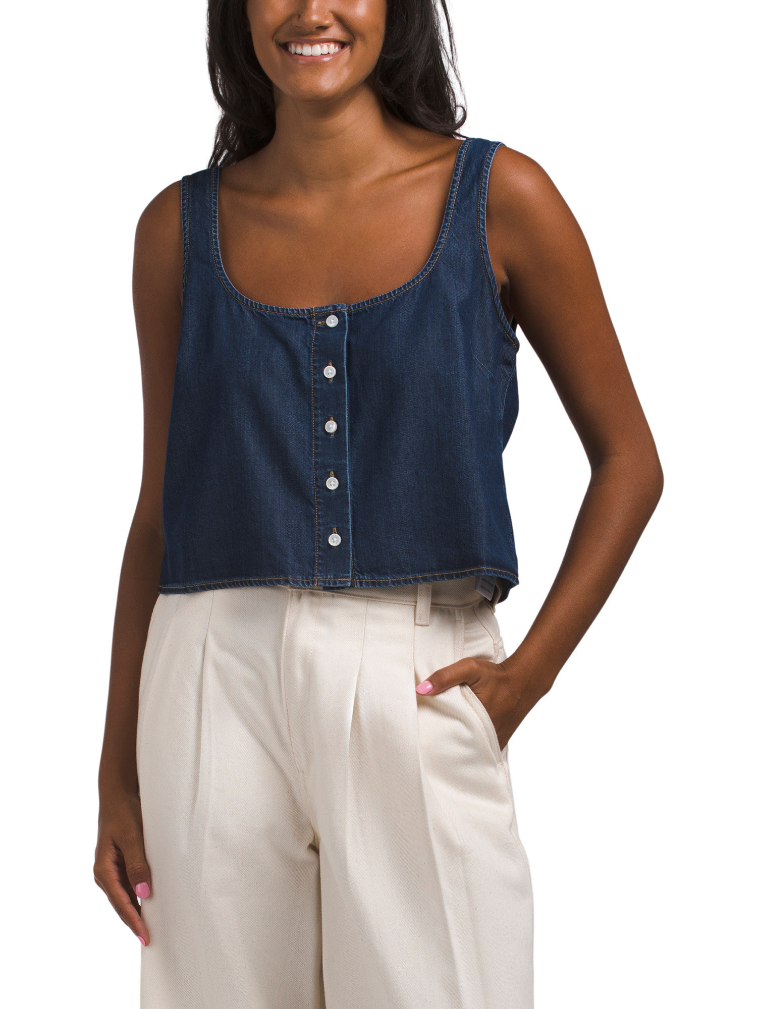Denim Button Front Tank Top | TJ Maxx