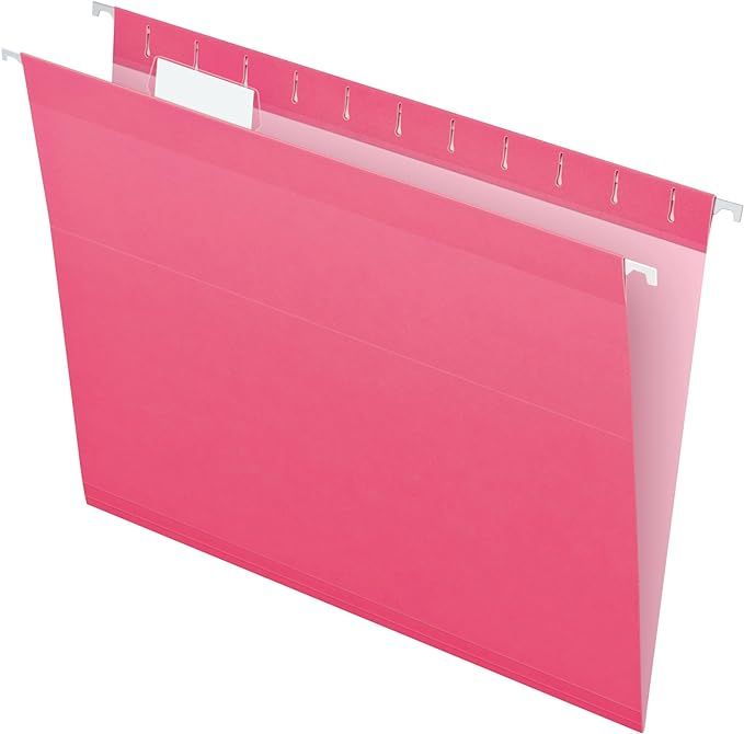 Pendaflex Reinforced Hanging File Folders, Letter Size, Pink, 1/5 Cut, 25/BX (4152 1/5 PIN) | Amazon (US)