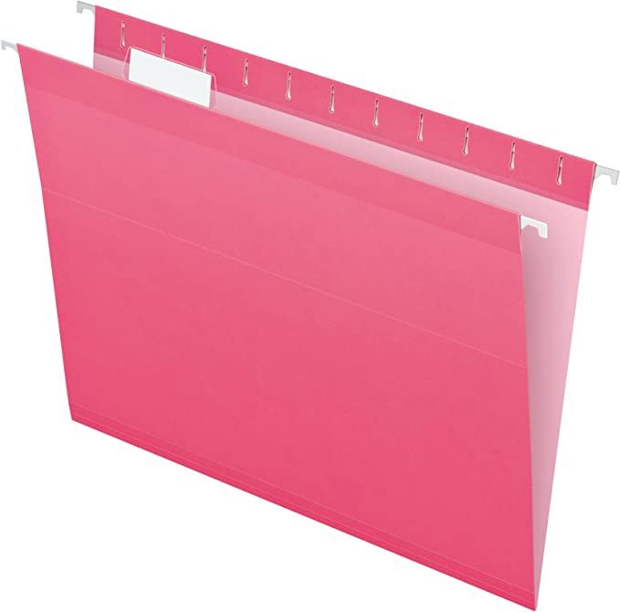 Pendaflex Reinforced Hanging File Folders, Letter Size, Pink, 1/5 Cut, 25/BX (4152 1/5 PIN) | Amazon (US)