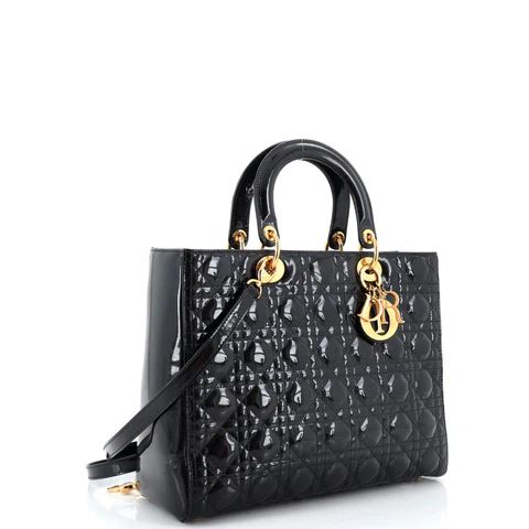 Lady Dior Bag Cannage Quilt Patent Large | Rebag
