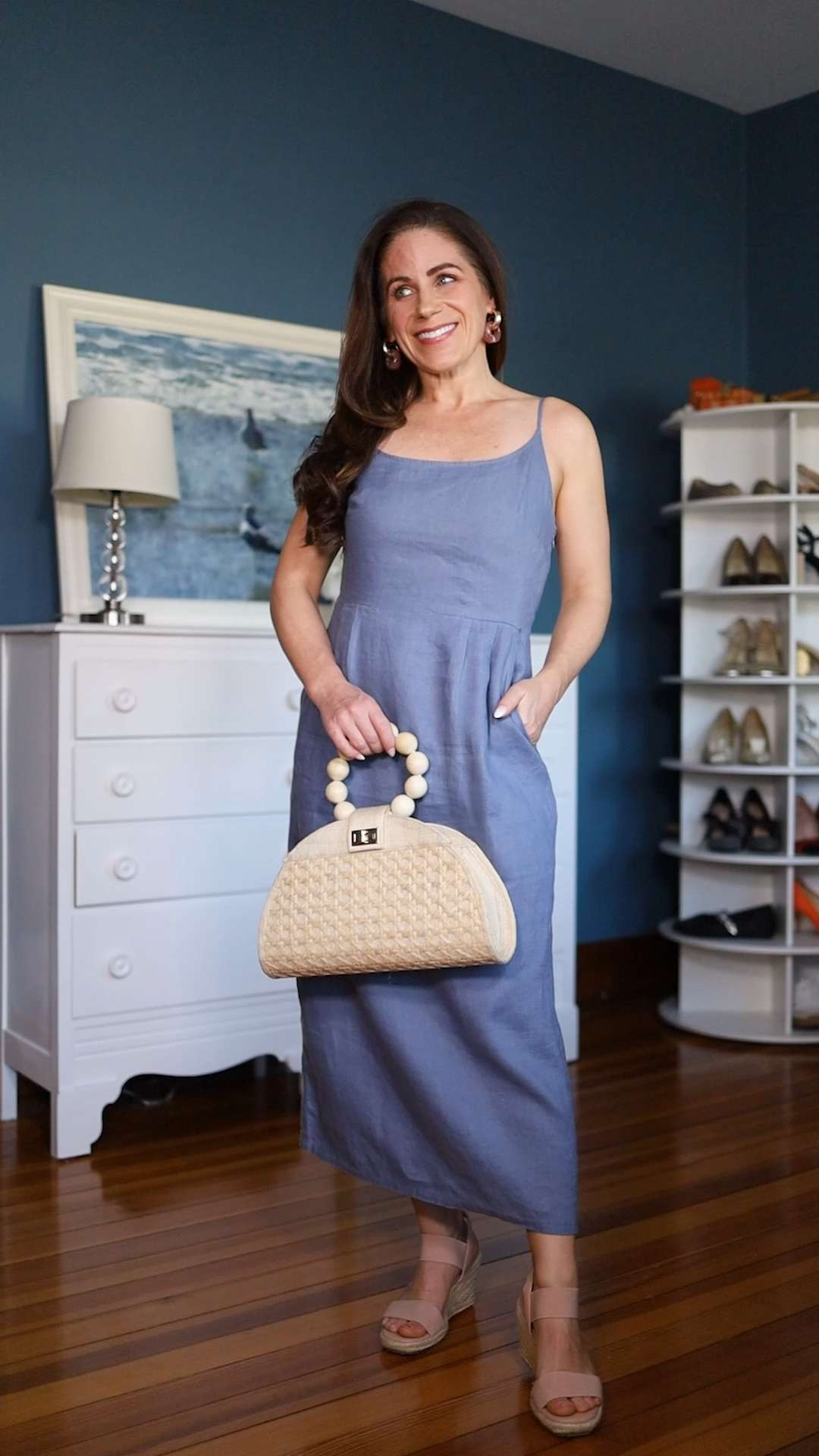 Such a beautiful linen empire waist dress for summer events, vacations, or date night. The scoop neckline and empire waist silhouette create an elegant, feminine shape while the 100% linen fabric keeps it breathable and comfortable even on warm days. Wearing the XS in moonstone blue. I’m 4’11 for sizing reference. 
The adjustable straps allow for a customized fit, and the flowy midi length makes it an easy day-to-night summer dress. #QuincePartner @onequince

linen empire waist dress | linen midi dress | summer date night dress | breathable linen dress | elegant summer dress | vacation outfit
 

 #LTKOver40 #LTKPetite #LTKTravel