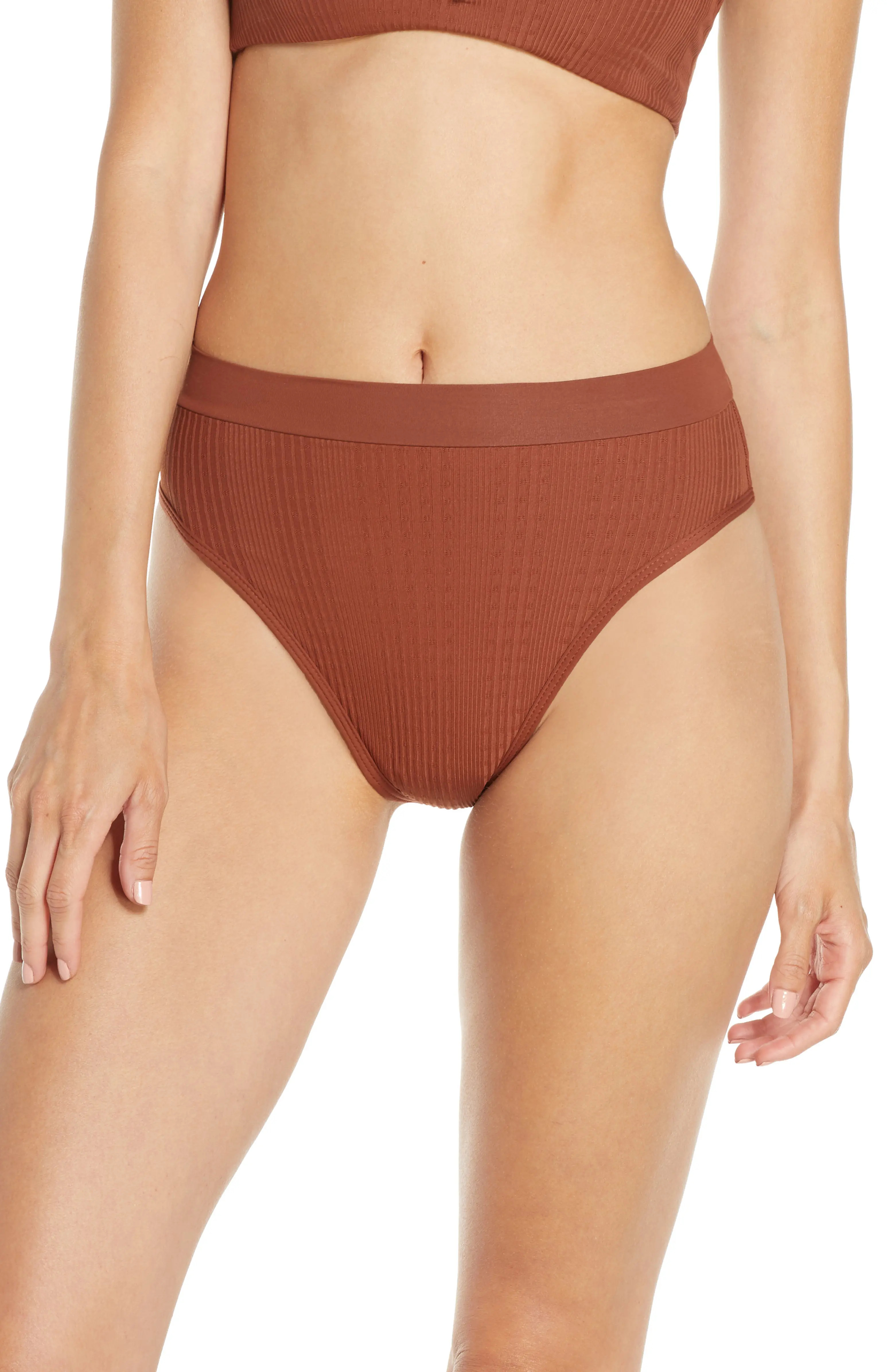 French Cut High Waist Textured Swim Bottoms | Nordstrom