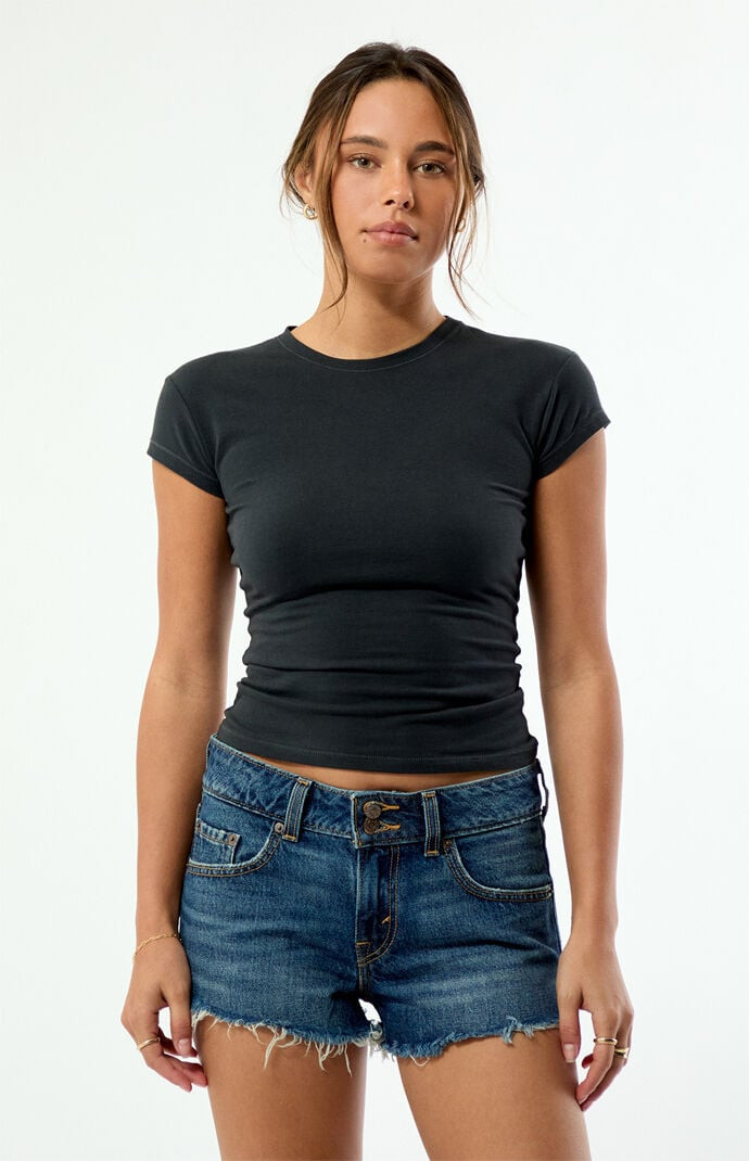 Levi's Women's Dark Blue Super Low Loose Denim Shorts in Medium Indigo - Size 29 | PacSun