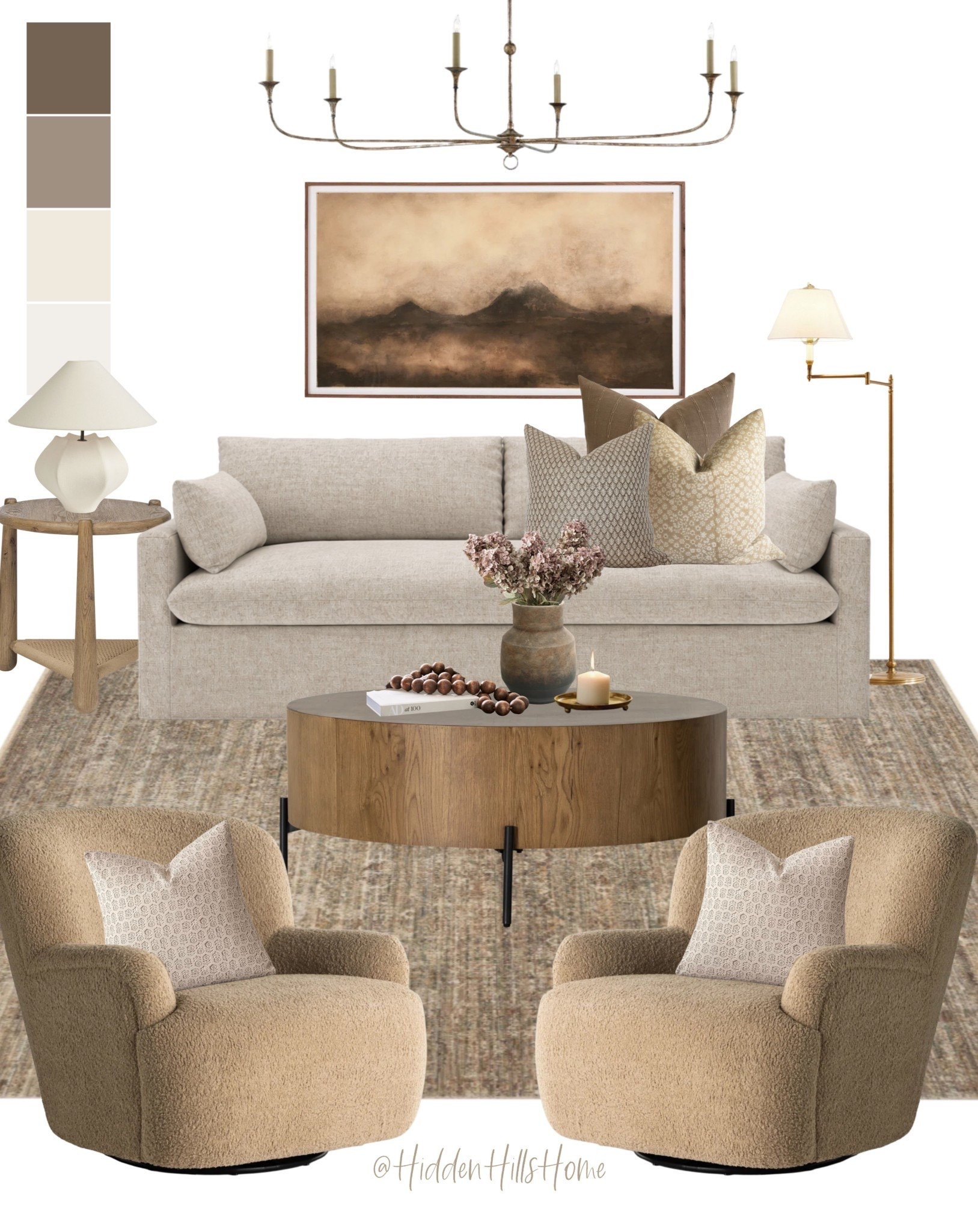Living room decor mood board, living room design ideas, home decor, living room sofa, accent chairs, home design, coffee table, swivel chairs #sofas

#LTKHome #LTKSeasonal #LTKSaleAlert