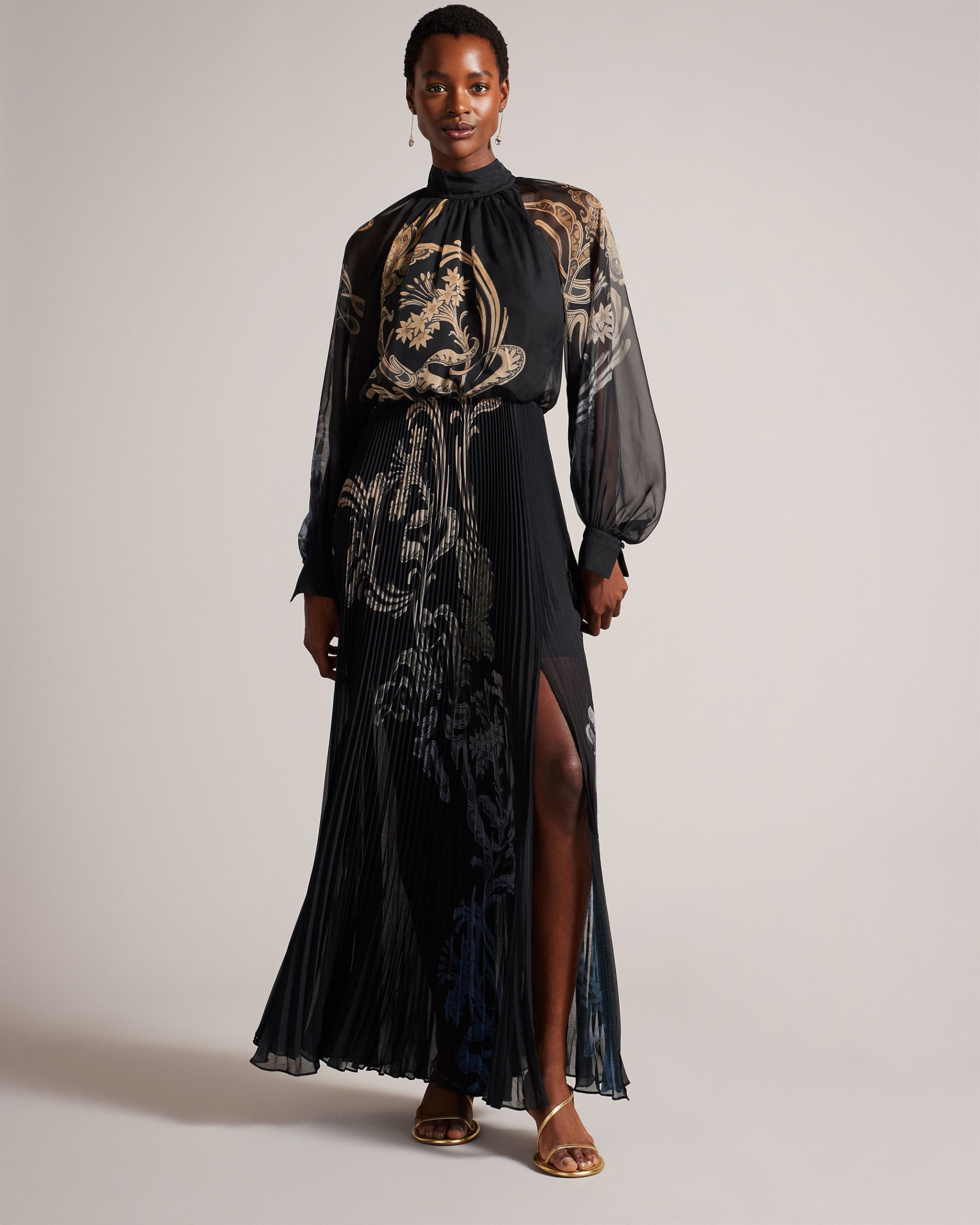 WhitniiGilded Floral Maxi Dress With Pleated Skirt | Ted Baker IE