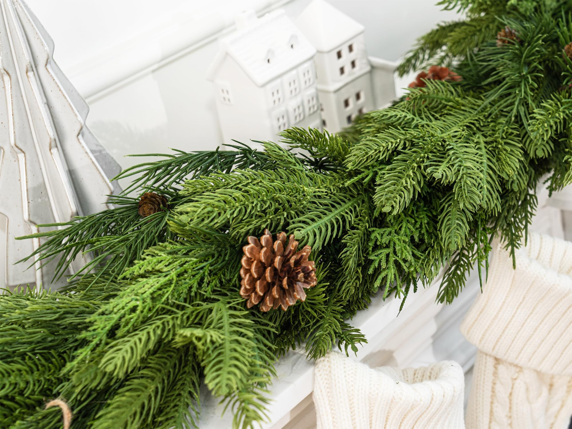 6FT Christmas Garland, Cedar Garland with Pine Cones Artificial Cypress Pine Garland for Mantle S... | Amazon (US)