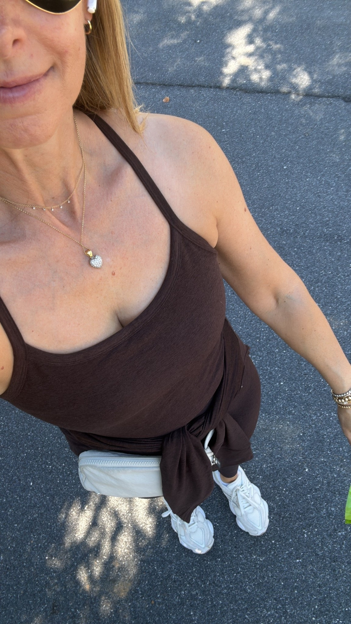 Beyond yoga in dark chocolate 
I wear tank and tee in small
Legging in xs 



#LTKPetite #LTKOver40