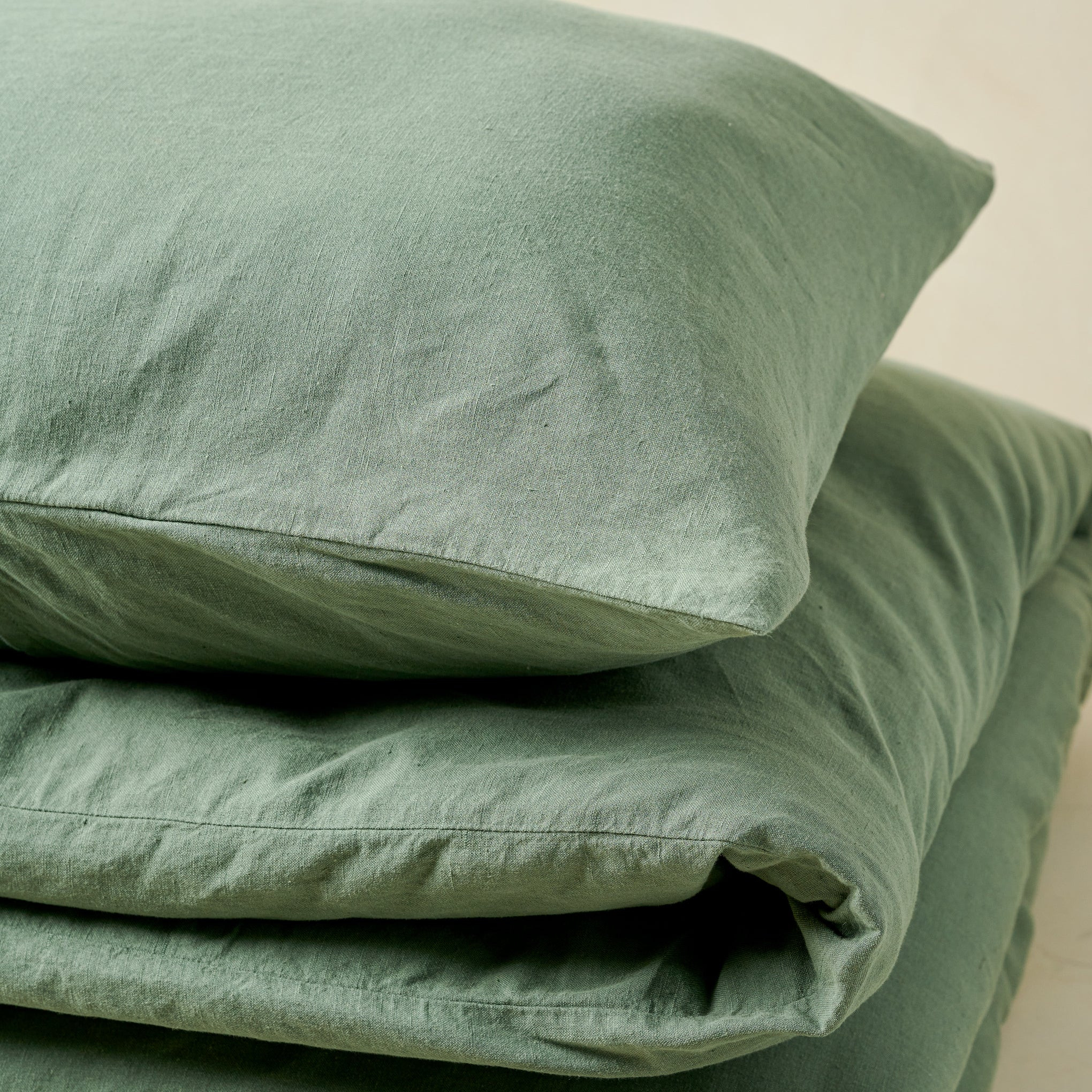 Dusty Green Linen Cotton Duvet Cover | Magnolia