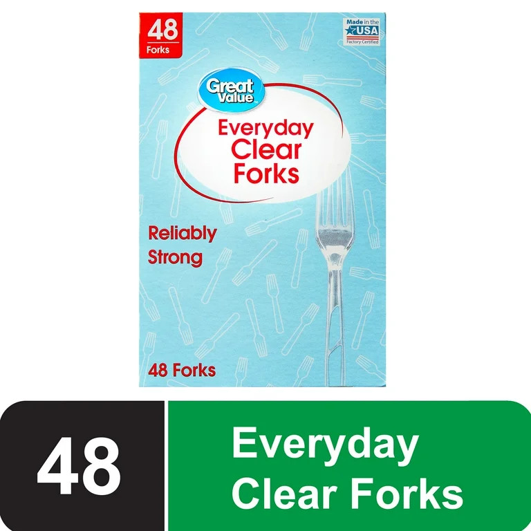 Great Value Plastic Everyday Clear Forks, 48 Count | Walmart (US)