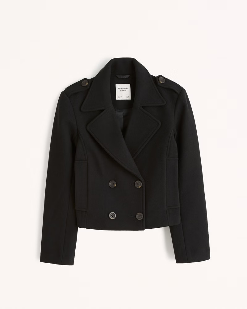 Women's Cropped Wool-Blend Peacoat | Women's Coats & Jackets | Abercrombie.com | Abercrombie & Fitch (US)