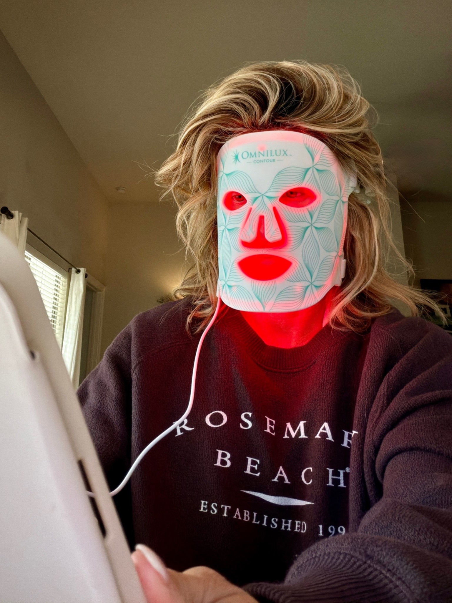 Is it cute? Nah.😅 Is it effective? Yup! 👌🏻 I spend the first 10 minutes of every morning prepping my coffee and watching YouTube while wearing my red light therapy mask. I can definitely see a difference in my skin texture using it.

Skincare routine after 50, mature skincare, self care, beauty routine