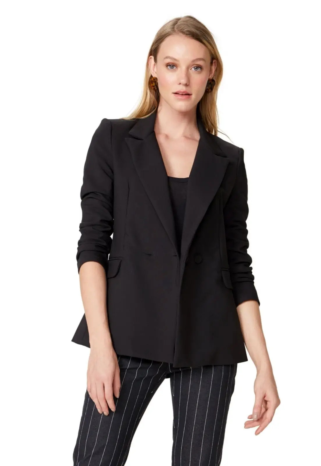 Blazer AMARO Alongado Alfaiataria Botões Preto | Dafiti (BR)