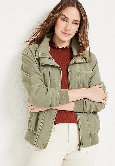 Twill Bomber Jacket | Maurices