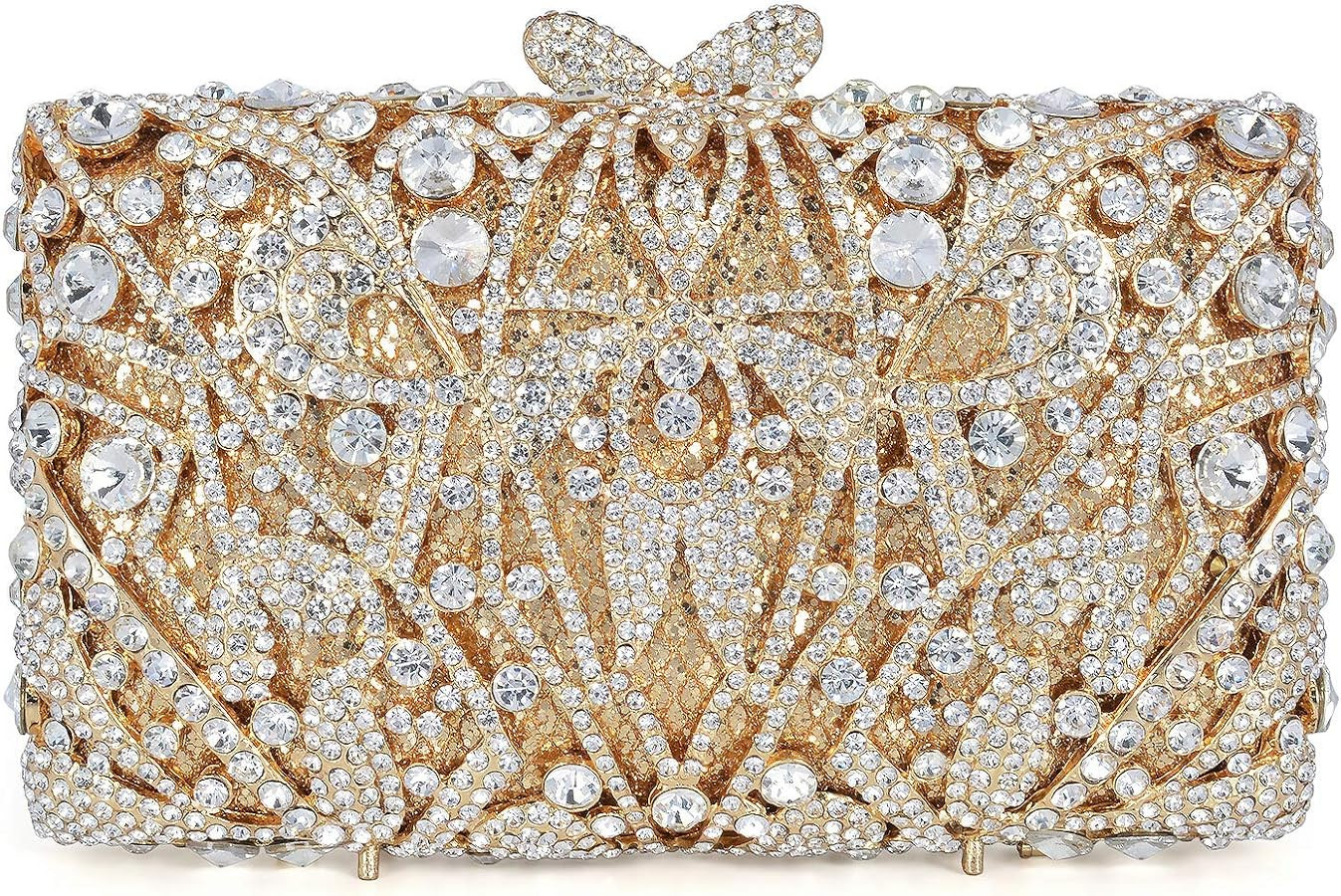 MOSSMON Luxury Crystal Clutch Women Rhinestone Evening Bag for Party and Wedding | Amazon (US)