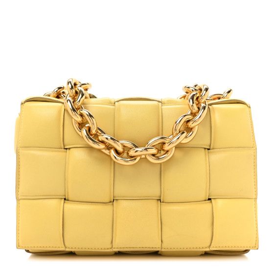 Lambskin Maxi Intreccio Padded Chain Cassette Crossbody Bag Corn | FASHIONPHILE (US)