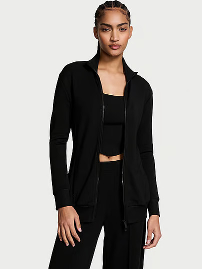 VSX Featherweight Knit Long Slim Full-Zip Jacket, Black, S - Women's Hoodies & Sweatshirts - Victoria's Secret | Victoria's Secret (US / CA )