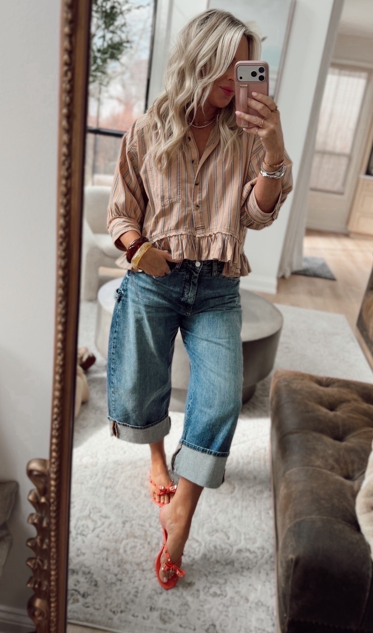OOTD🤍
wearing small in top and I have a few colors including plain white and always get so many compliments! 
Jeans I sized up one but not sure I needed to! 

Spring outfits. Sandals. Spring break. Date night outfits. Vacation outfits. Denim. Jeans. 

#LTKSeasonal #LTKootd