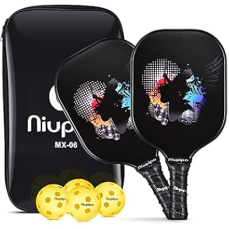 niupipo Pickleball Paddles, Fiberglass Surface, Pickleball Set of 4 Balls and 1 Pickleball Bag | Amazon (US)